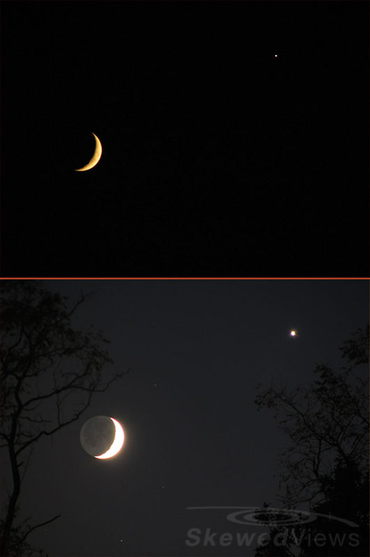 Two shots of the same moon