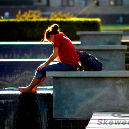 Relaxing by the Fountain